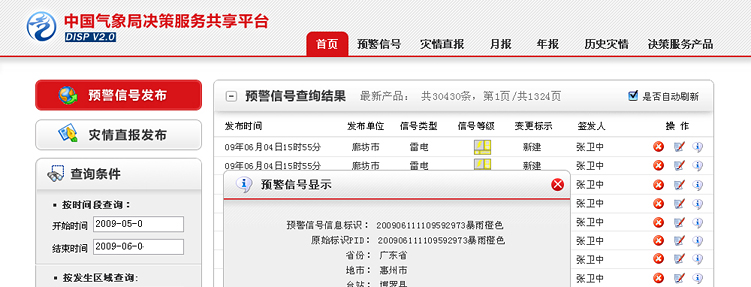 中国气象台决策服务共享平 bs后台界面ui设计
